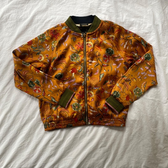 Maximalist Tattoo Illustration Bomber Jacket Reversible to Night Clouds XS New - Picture 2 of 16